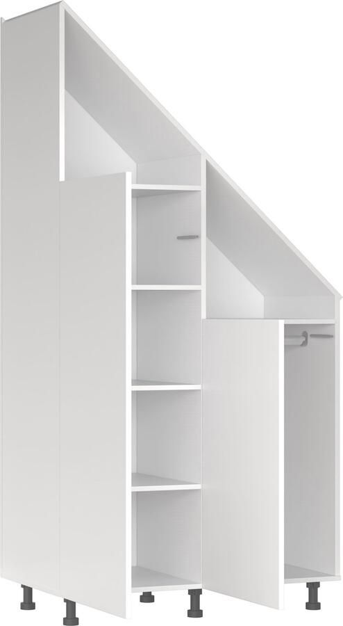 TheBestOf Furniture Kledingkast tegen schuine wand zolder slaapkamer opbergkast geschikt voor schuine daken dakkapel schuine wand rechts