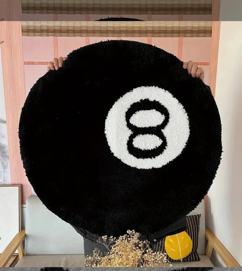 Theez Rugs 1 Stuk Zwarte 8 Ballen Vloerkleed 60x60 CM Getuft Tapijt Met Flockprint Buitentapijt Antislip Zacht En Comfortabel Pluizig Zwart Tapijt Slaapkamerdecoratie Zwarte Cirkelvloerkleden Voor Woonkamer