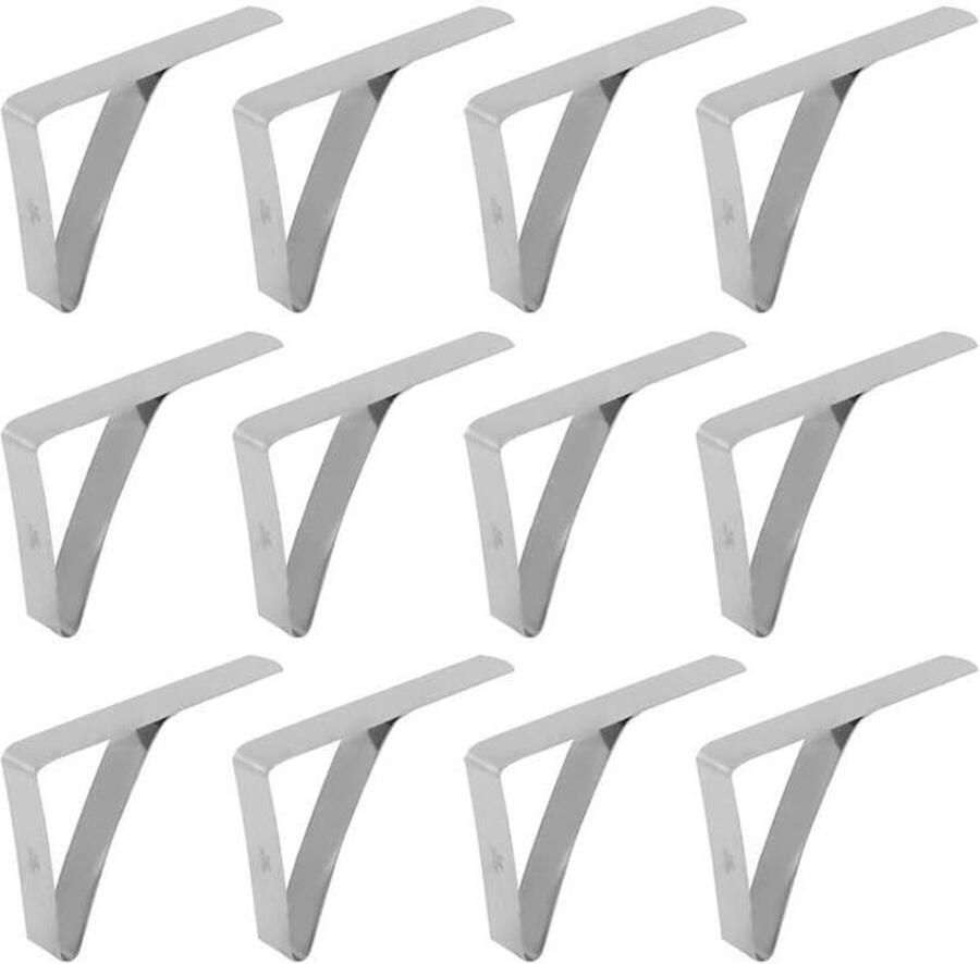 Allecto plus Set van 12 Tafelkleed Clips RVS Anti Slip Houder Klemmen voor Tafelkleden Geschikt voor Families Partijen en Picnics Afmetingen 10.5 * 7cm