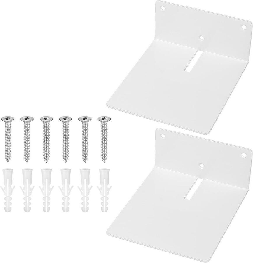 TheLau 2-pack metalen zwevende planken voor muur Wit 10 9 x 13 9 cm Boekenplank Wandgemonteerd Slaapkamer keuken kantoor badkamer