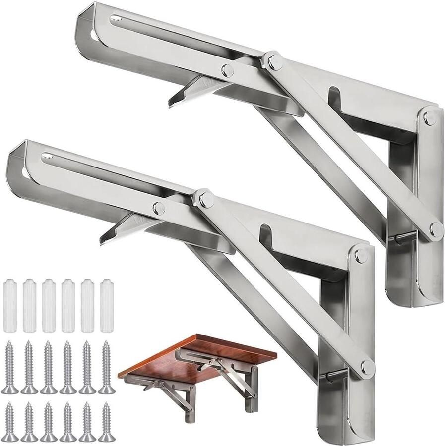 TheLau 2 stuks klapconsole zwaar belastbaar 300 mm roestvrij staal wandtafel klaprek wandtafel ruimtebesparend voor thuis keuken kantoor werkbank