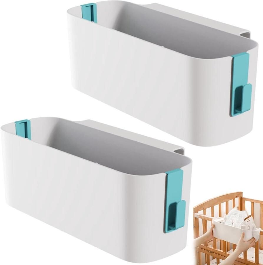 TheLau Bedorganizer om op te hangen multifunctionele opbergmand van hoogwaardig kunststof groen