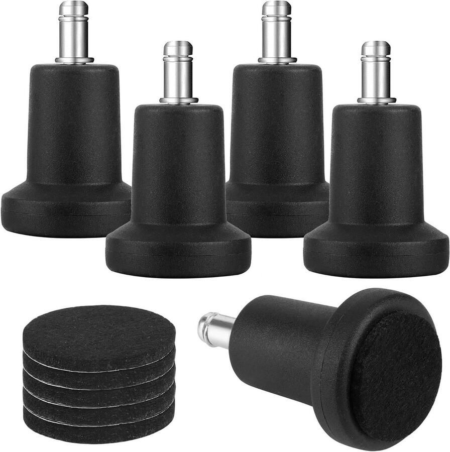 Allecto plus Vervangende bureaustoelwielen met viltpads Set van 5 Zwart 2 inch Bell Glides Bureaustoelglijders
