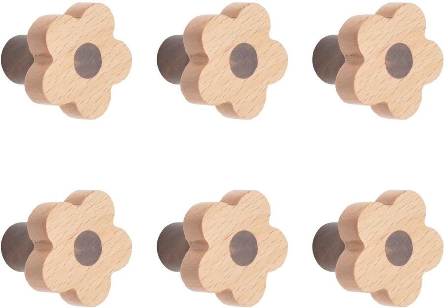 TheLau Bloemvormige Houten Handgrepen voor Kasten en Laden met Eenvoudige Installatieopties