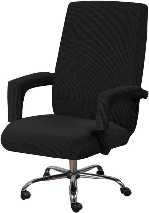 TheLau Bureaustoelhoes met armleuninghoes draaibare en rekbare stoelhoes van elastische stof 2 stuks