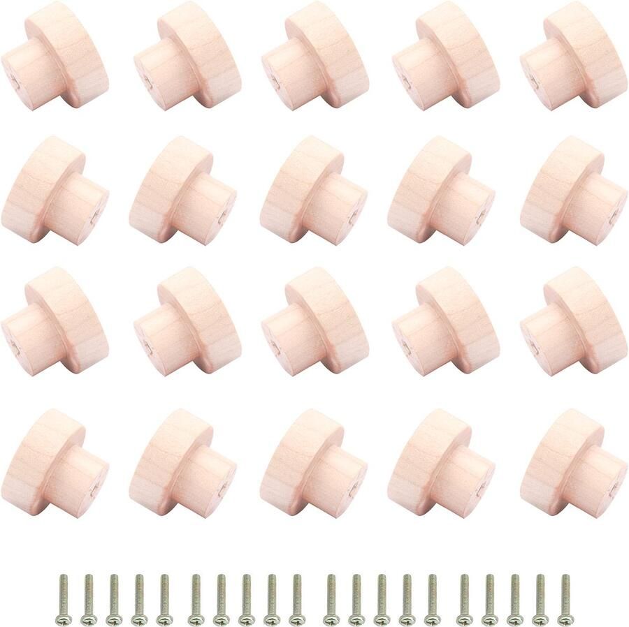 TheLau Decoratieve Houten Knoppen en Handgrepen voor Meubels Set van 20 Stuks