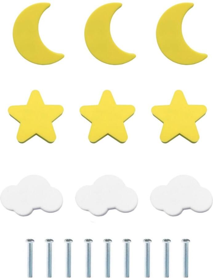 TheLau Decoratieve Kastknoppen voor Kinderen Sterren Maan en Wolken Thema