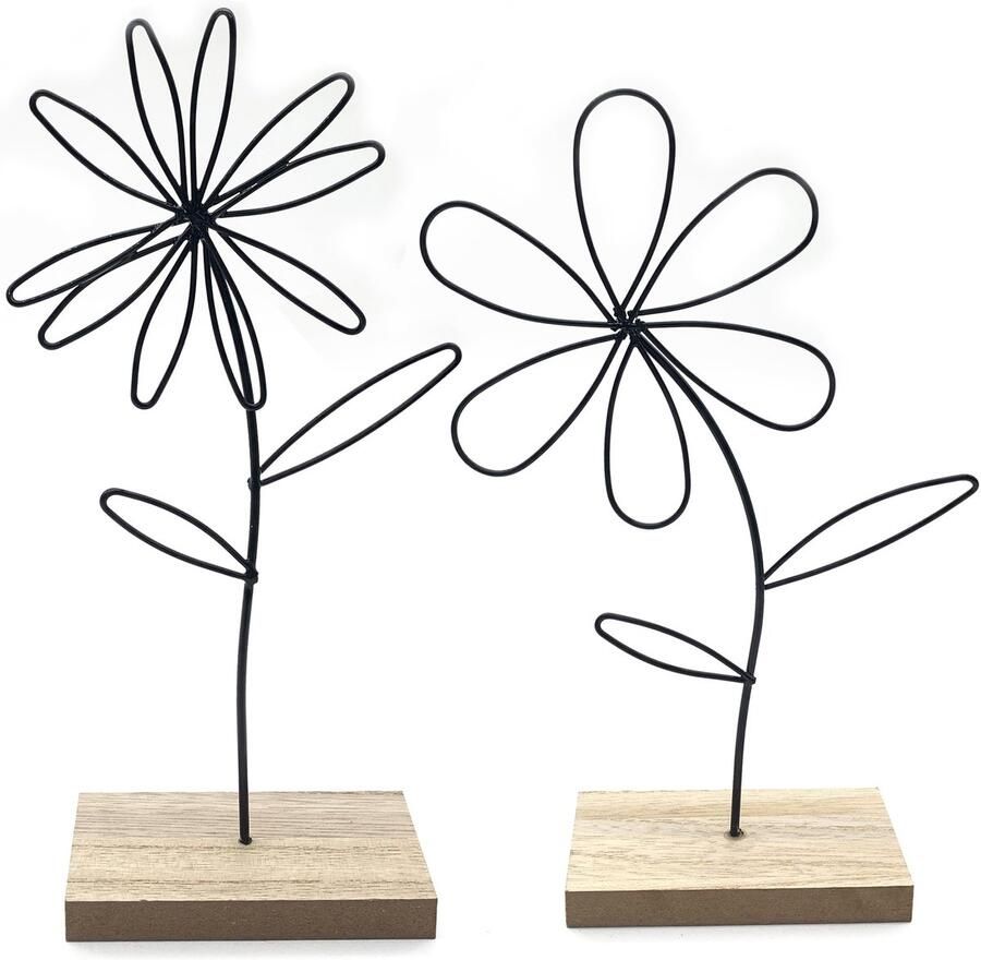 TheLau Decoratieve Metalen Bloemornamenten voor Huis en Tafel Set van 2 Stuks