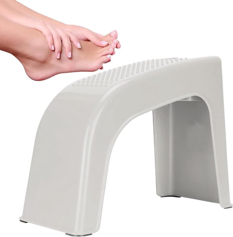 Allecto plus Douche Voetsteun Massagebare Pedicure Voetsteun voor Thuis in Badkamer(Beige) met Antislip Onderkant