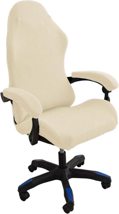 Allecto plus Gamingstoelhoes met ritssluiting antislip wasbaar 4 stuks Beige en wit