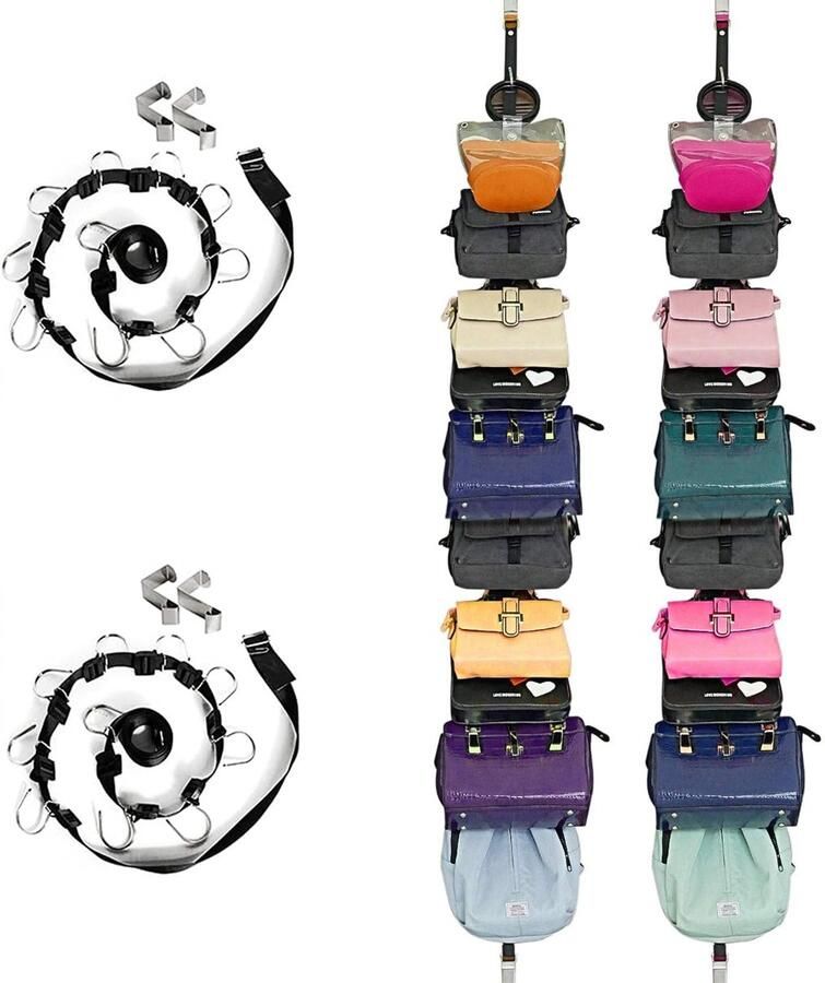 TheLau Handige Opberghanger voor Tassen en Accessoires met 20 Verstelbare Haken voor Kast en Deur