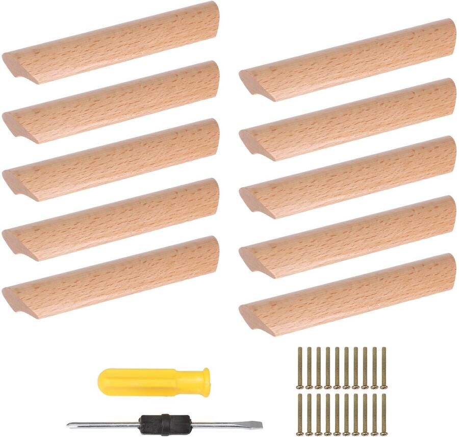 TheLau Houten Schrankgrepen Set van 10 met Eenvoudig Installatiesysteem voor Meubels