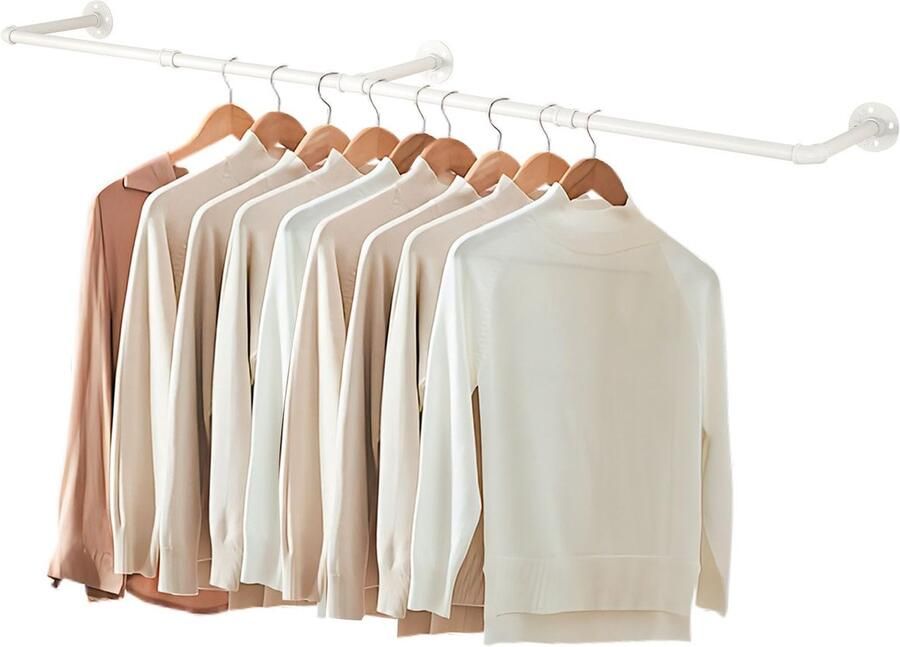 TheLau Industriële Muurbevestigde Kledingstang met Ruimtebesparende Ontwerp voor Toepassingen