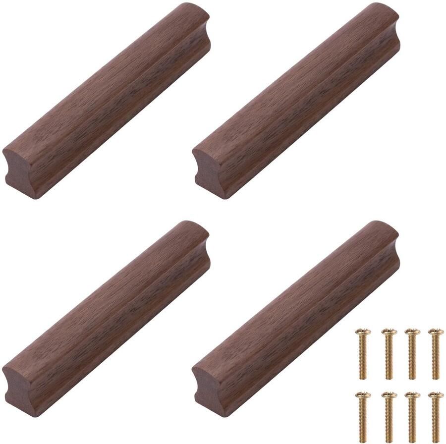 TheLau Klassieke Houten Kastgrepen Set voor Meubeltoepassingen met Zwart Walnoot Afwerking 96 mm