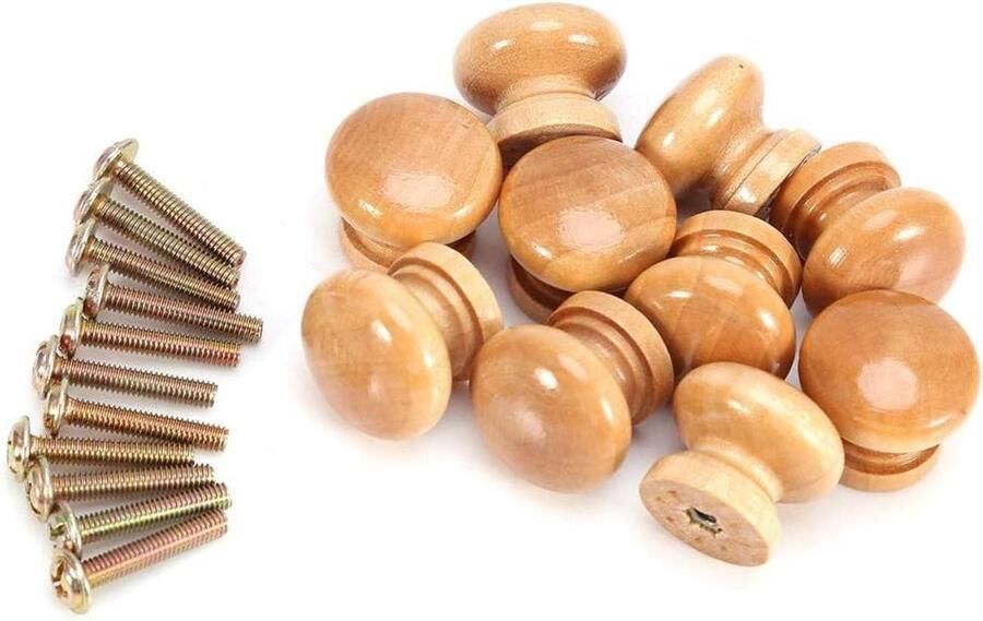 Allecto plus 10 Stuks Ronde Natuurlijke Houten Kast Knoppen Ladekast Garderobe Deur Meubelhardware Houten Handvat Knoppen (28 MM)