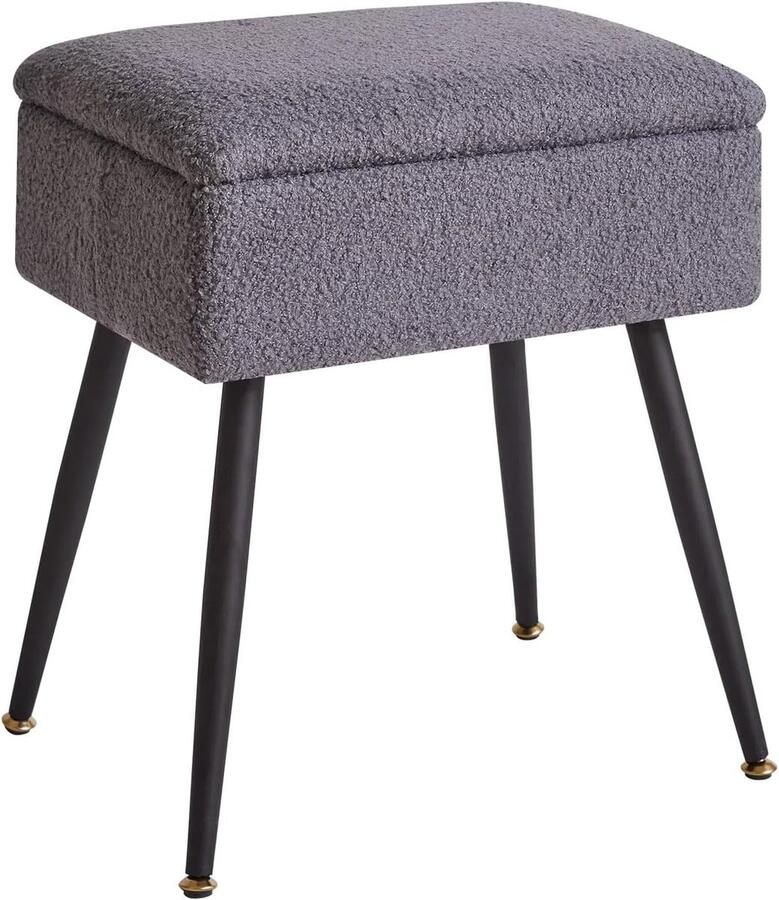 TheLau Moderne Opbergkruk met Comfortabel Zacht Pluche en Verstelbare Metalen Poten voor Binnengebruik