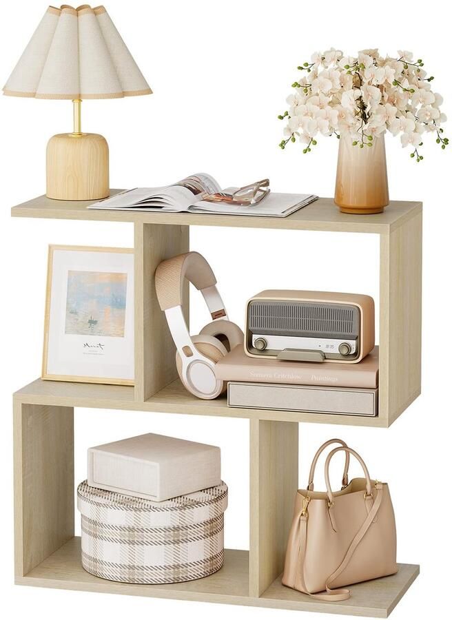 TheLau Moderne S-vormige Bijzettafel met Multifunctioneel Ontwerp en Extra Opslagruimte