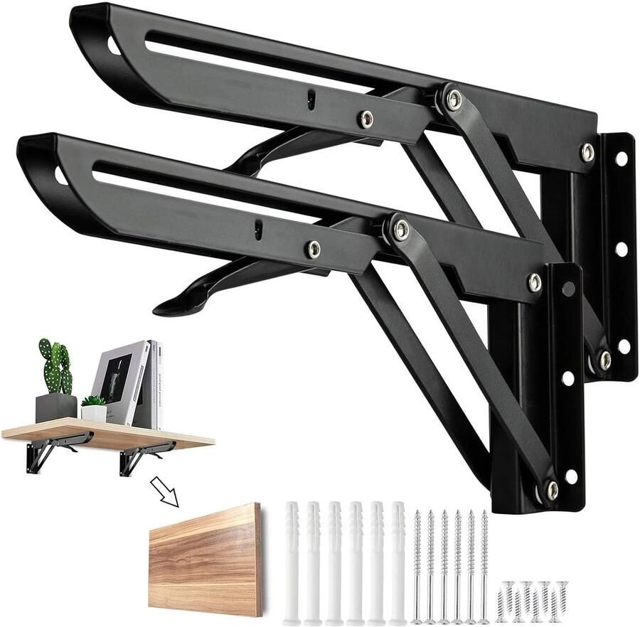 TheLau Multifunctionele Inklapbare Wandbeugel voor Zware Lasten en Ruimtebesparende Oplossingen Set van 2 Stuks