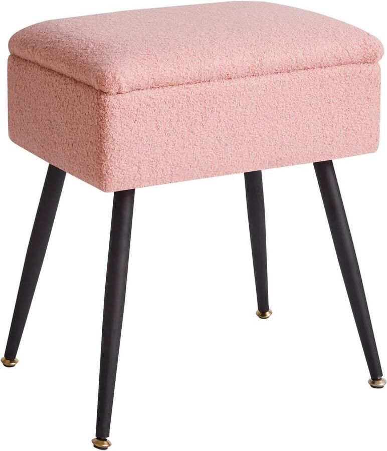 TheLau Multifunctionele Make-up Kruk met Verborgen Opbergruimte en Comfortabele Bekleding in Zacht Stof