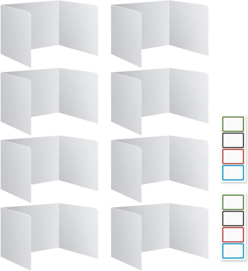 TheLau Opvouwbare Privacy Scheidingswand Set voor Bureau 8 Stuks met Kleurrijke Etiketten Ideaal voor Studieomgeving