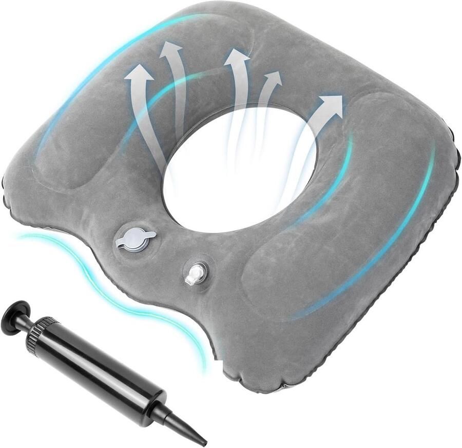 TheLau Orthopedisch opblaasbaar zitkussen voor stuitbeencomfort draagbaar donutkussen voor bureaustoelen en rolstoelen