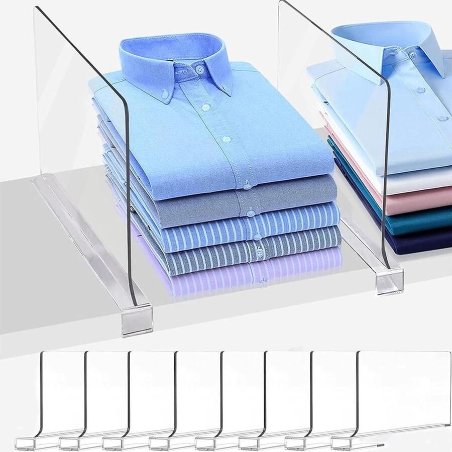 Allecto Premium Transparante Acryl Multifunctionele Plankverdelers (8 stuks) voor Houten Kast Slaapkamer