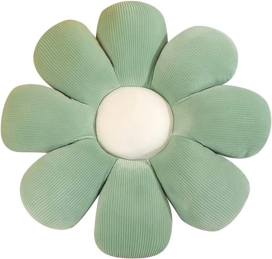 Allecto plus Pluche Bloemvormig Kussen 40cm Zonnebloem Tatami Vloerkussen Sofakussen Zacht Zitkussen voor Woonkamer Bank Slaapkamer Groen