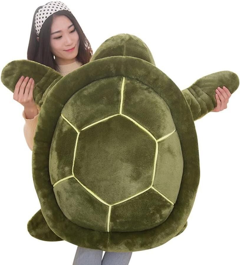 TheLau Pluche Schildpad Knuffelkussen voor Kinderkamer en Bank Schattig Decoratiekussen Comfortabel voor Dutjes