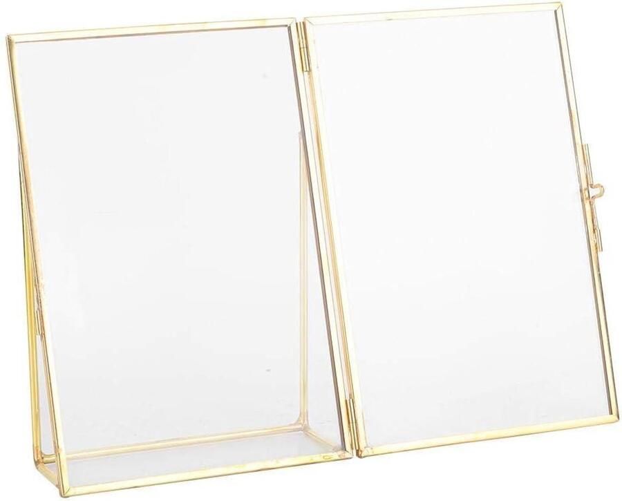 Allecto plus Retro Fotolijst van Messing en Glas Bureau Fotolijst Houder Koperen Band 15 2 x 20 3 cm