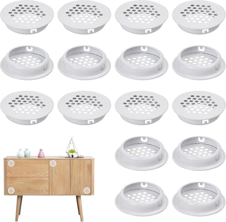 TheLau Rond Afvoerluchtrooster van Roestvrij Staal 35 mm zwart 20 stuks. Geschikt voor Keuken Kledingkast Lade. Ventilatie Afdekking