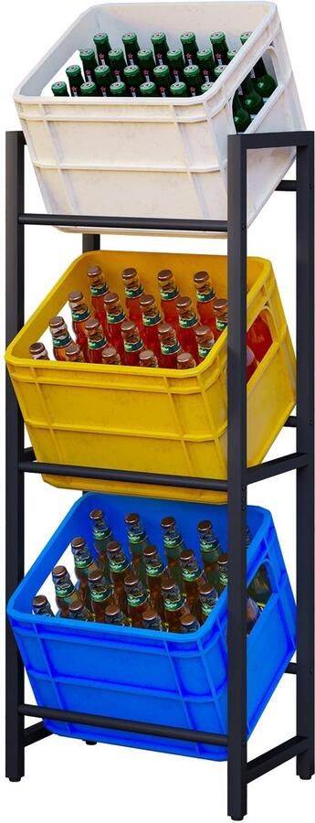 TheLau Ruimtebesparend Drankenrek met Drievoudige Opberglaag voor Kisten