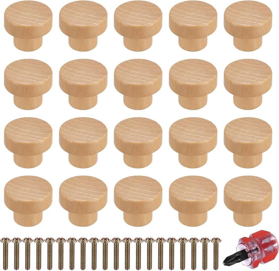 TheLau Set van 20 Handgemaakte Houten Meubelknoppen voor Toepassingen