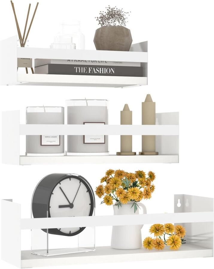 TheLau Set van 3 Luxe Zwevende Wandplanken voor Keuken Badkamer en Woonkamer met Eenvoudige Montage