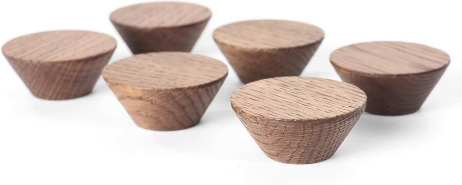 TheLau Set van 6 Luxe Houten Kast- en Meubelknoppen in Ronde Vorm 4 1 cm Diameter voor Kasten