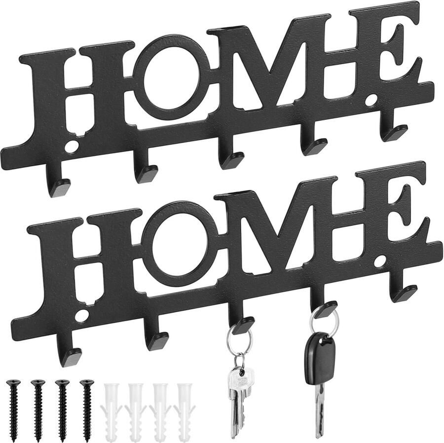 TheLau Sleutelhouder Wandrek met 5 Haken voor Organisatie en Decoratie in Huis of Kantoor