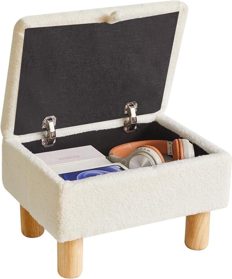 TheLau Stijlvolle en Comfortabele Voetenbank met Verborgen Opbergruimte en Houten Poten voor Thuis