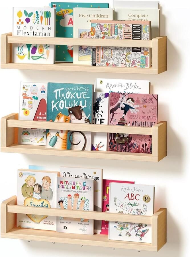 TheLau Stijlvolle en Functionele Houten Wandplanken Set voor Kinderkamer en Meer