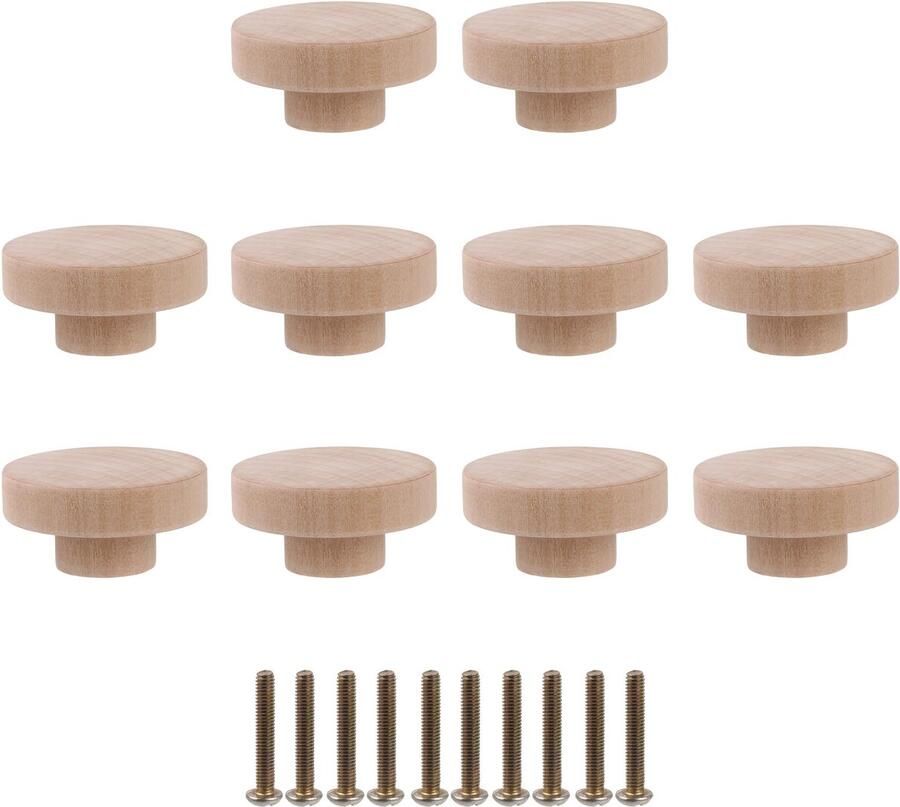 TheLau Stijlvolle Ronde Houten Knoppen voor Meubels en Kasten Set van 10 Stuks