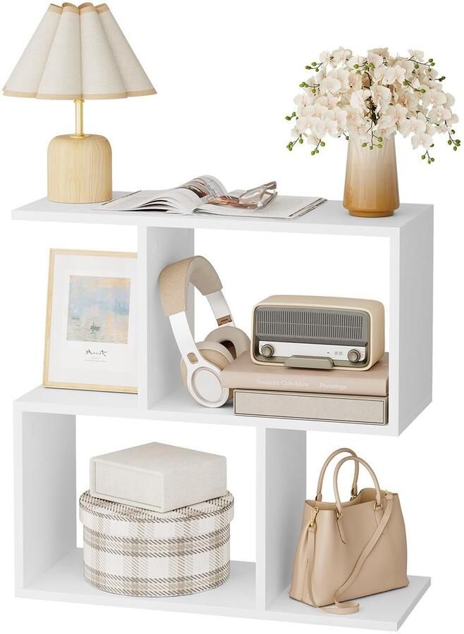 TheLau Stijlvolle S-vormige Bijzettafel met Veelzijdige Opbergmogelijkheden voor Elk Interieur