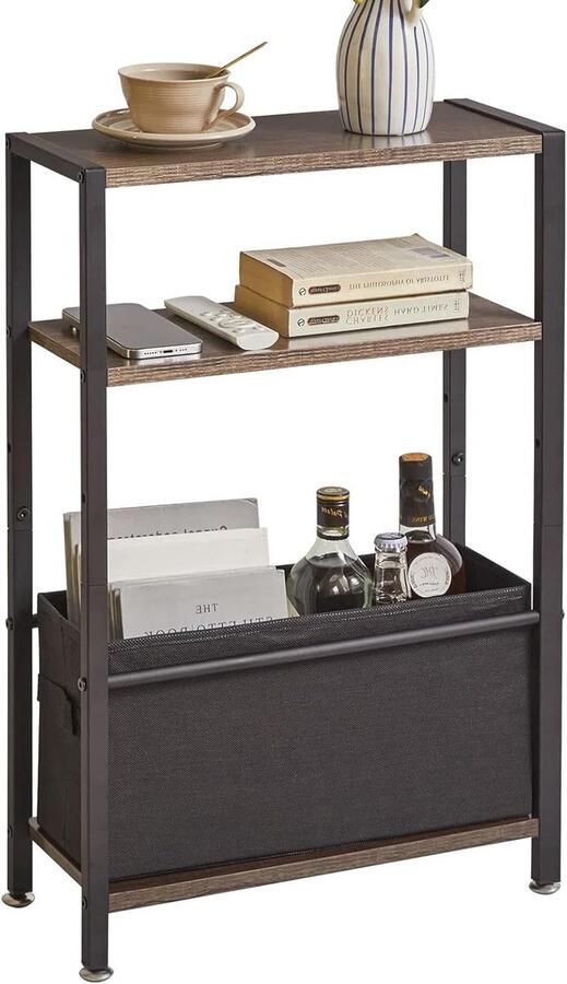 TheLau Stijlvolle Smalle Bijzettafel met Opbergruimte voor Compacte Interieurs en Slaapkamers