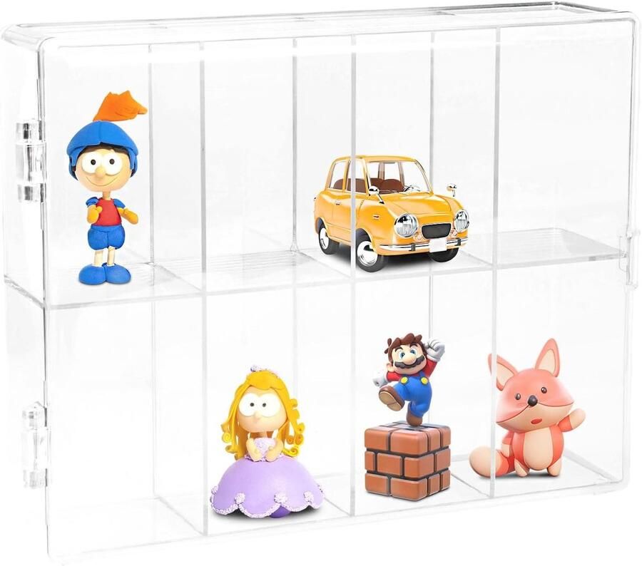 TheLau Transparante acrylvitrine voor verzamelaars Vitrine voor miniatuurfiguren en automodellen (8 rasters)