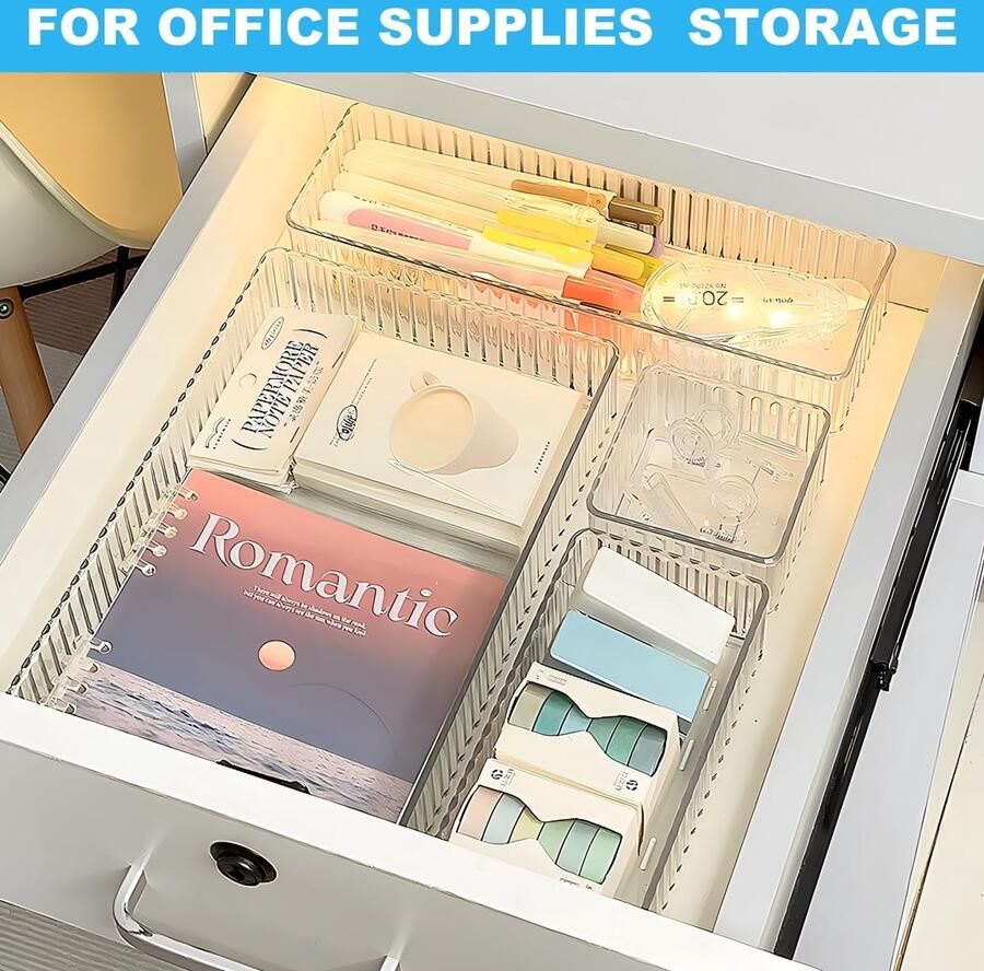 TheLau Transparante Lade Organizer Set met 7 Stuks voor Keuken en Make-uptafel