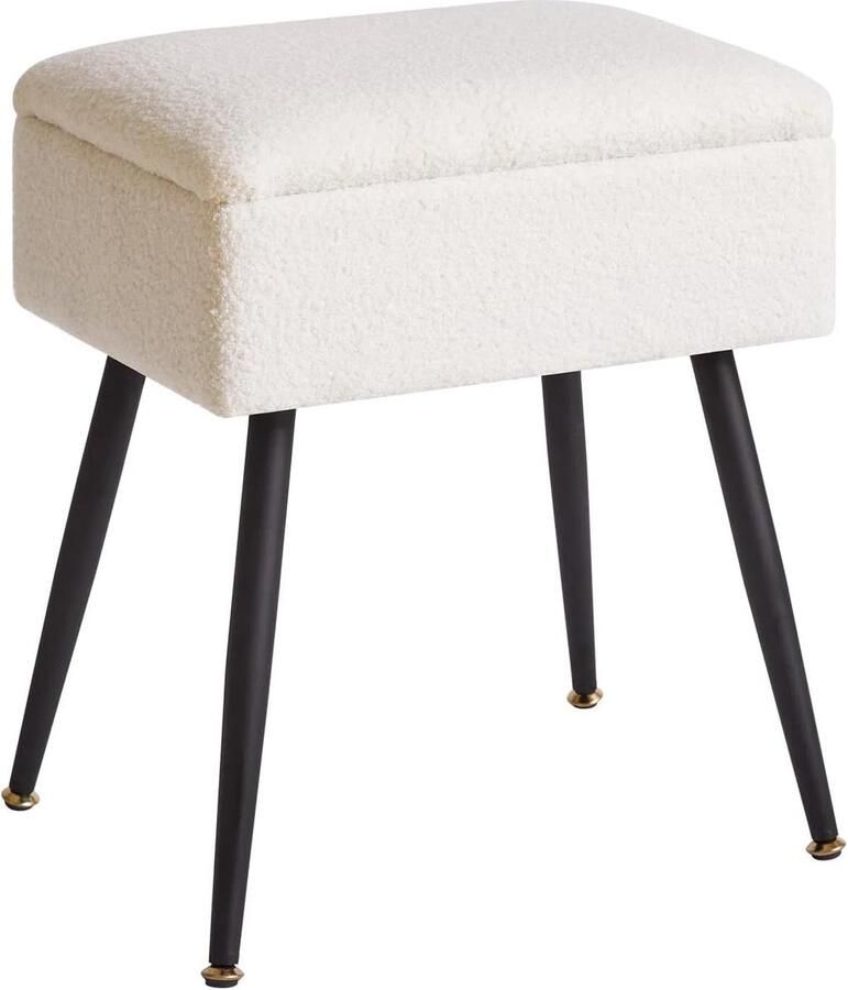 TheLau Veelzijdige Opbergkruk met Zachte Bekleding en Verstelbare Metalen Poten voor Elke Kamer