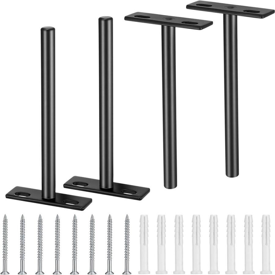 TheLau Verbeterd : Set van 4 Onzichtbare Zwevende Plankdragers Regal Beugels Wandplankhouders Zware Verborgen Ondersteuning voor Wandmontage Wandrek