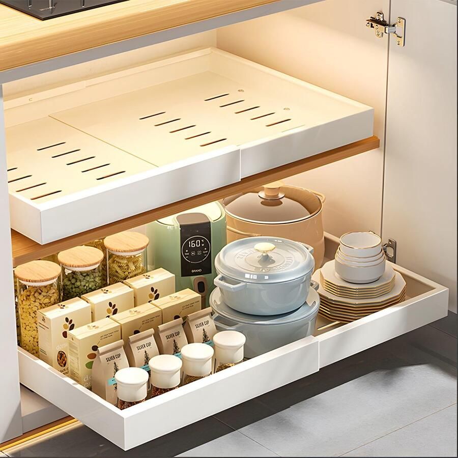 TheLau Verstelbare Uittrekbare Lade Organizer voor Keuken en Kast