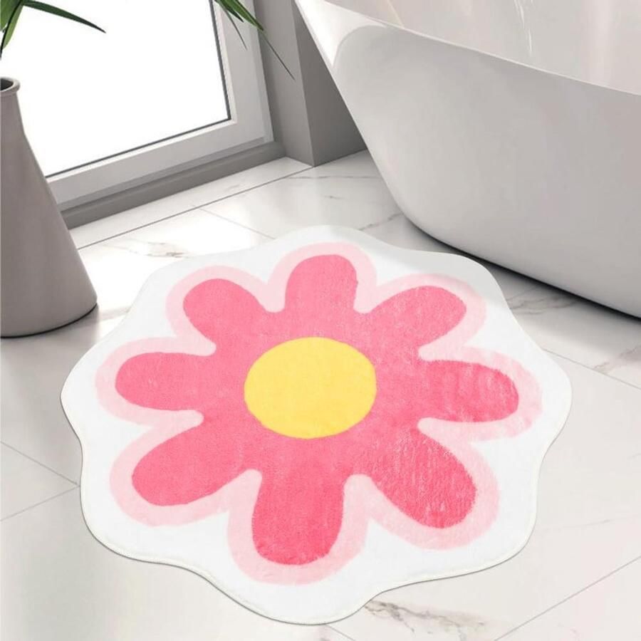 Allecto plus Vloerkleed met bloemen voor woonkamer en keuken Zacht antislip tapijt met hoge absorptie voor badkamer Badmat douchemat voetmat (40 cm)