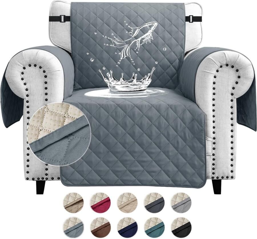 TheLau Waterbestendige Omkeerbare Bankbeschermer met Antislip en Zijvakken voor Huisdieren