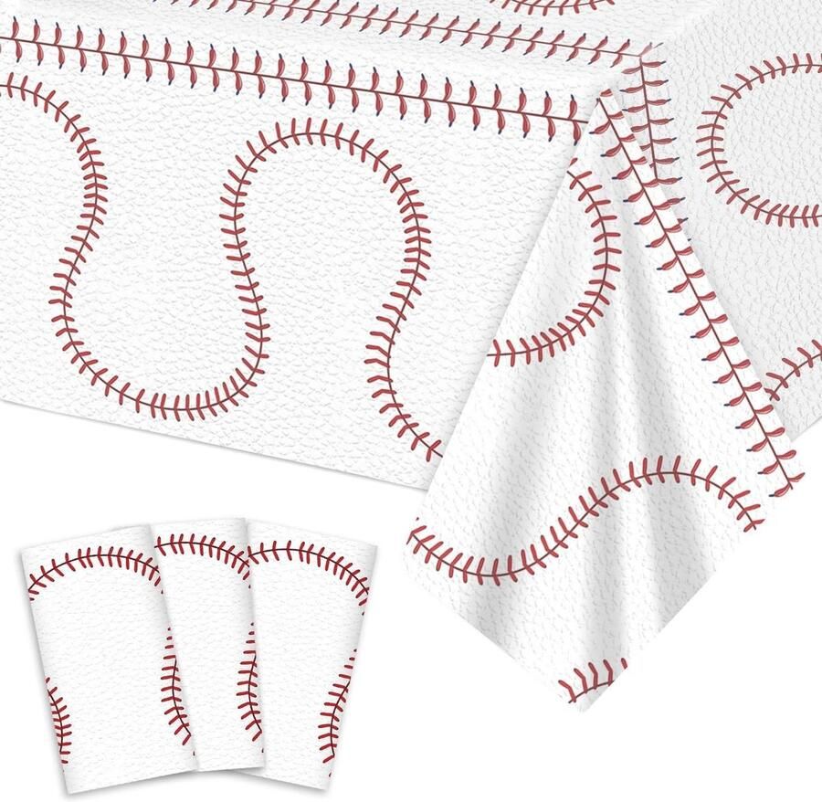 TheLau Waterdicht honkbaltafelkleed 274x137cm plastic rechthoekig tafelkleed voor sportevenementen decoraties voor honkbalfeest wedstrijdbenodigdheden