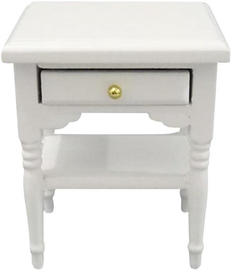 TheLau Wit Nachtkastje Poppenkast Houten Miniatuur voor Kinderen