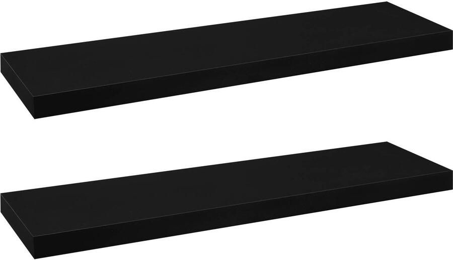 TheLau Zwarte Zwevende Wandplanken Set van 2 voor Stijlvolle Opbergruimte in Huis 40 x 3 8 x 22 9 cm